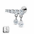 Titanium Crystal Bar Dangle Stud