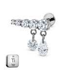 Titanium Crystal Bar Dangle Stud