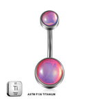 Titanium 14G (1.6MM) Internally Threaded Opal Stone Belly Button Piercing 10MM