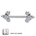 ASTM F136 Titanium Three Stone Studded Nipple Piercing Jewelry