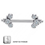 ASTM F136 Titanium Three Stone Studded Nipple Piercing Jewelry