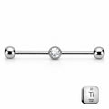 Titanium Industrial Piercing Bar – Bezel Set CZ Centre