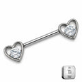 Titanium Heart Crystal Nipple Piercing Barbell – Threadless Push Pin