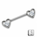 Titanium Heart Crystal Nipple Piercing Barbell – Threadless Push Pin