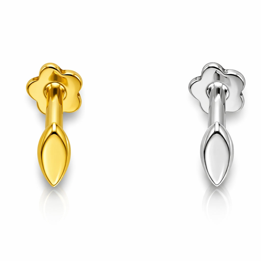 Marquise Solid Gold Flat Back Stud