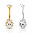 18K Gold Lab Diamond Teardrop Belly Piercing