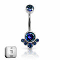 Titanium Internally Threaded Aurora Crystal Belly Bar
