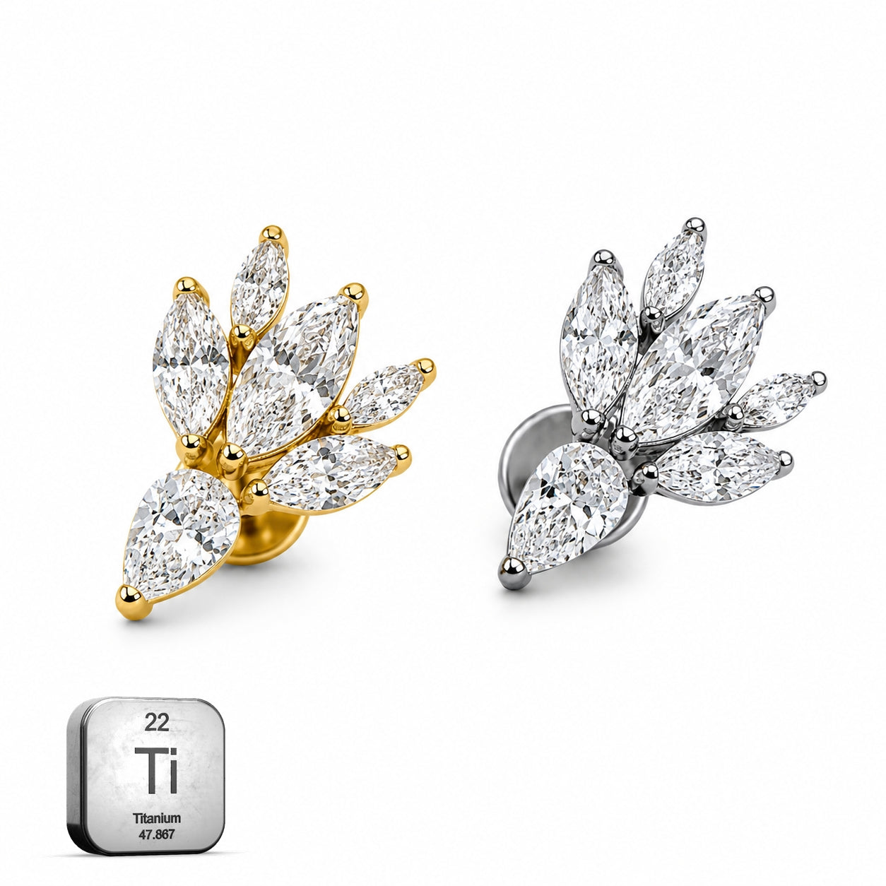 Titanium Marquise Fan Stud