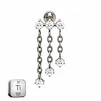 Titanium Triple Chain Dangle Stud