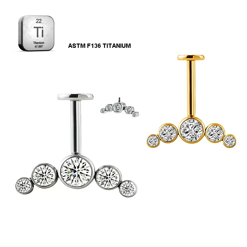 Vertical Helix &amp; Traditional Maharashtrian Bugadi Piercing — 5 CZ Cluster
