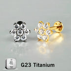 39-6 ASTM F136 Titanium 16G (1.2MM) Internally Threaded Flower Piercing Stud