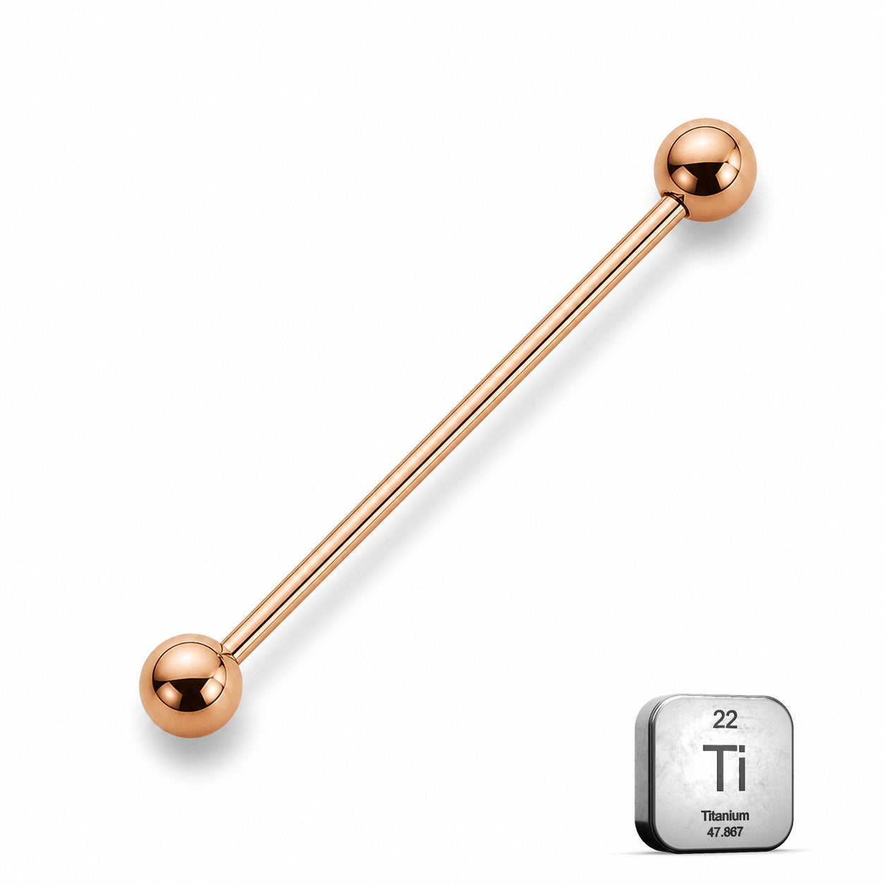 Implant-Grade Titanium Industrial Barbell Rose Gold Color