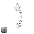 Natural Titanium 16G (1.2MM) Internally Threaded Spike with Star Rook Eyebrow Piercing