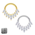 Titanium 9 Crystal Daith &amp; Septum Piercing Hoop 16G 8MM