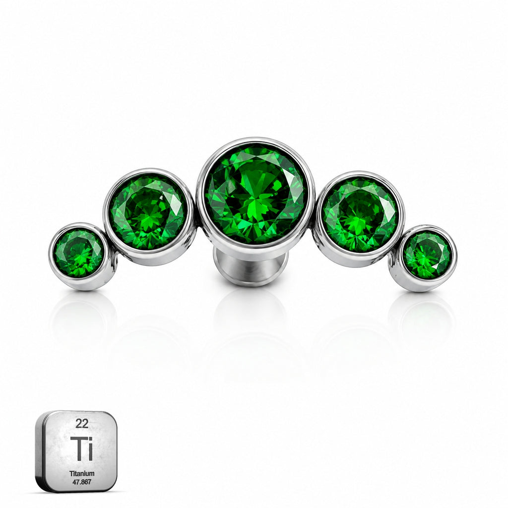 Titanium Emerald Gradient Arc Stud