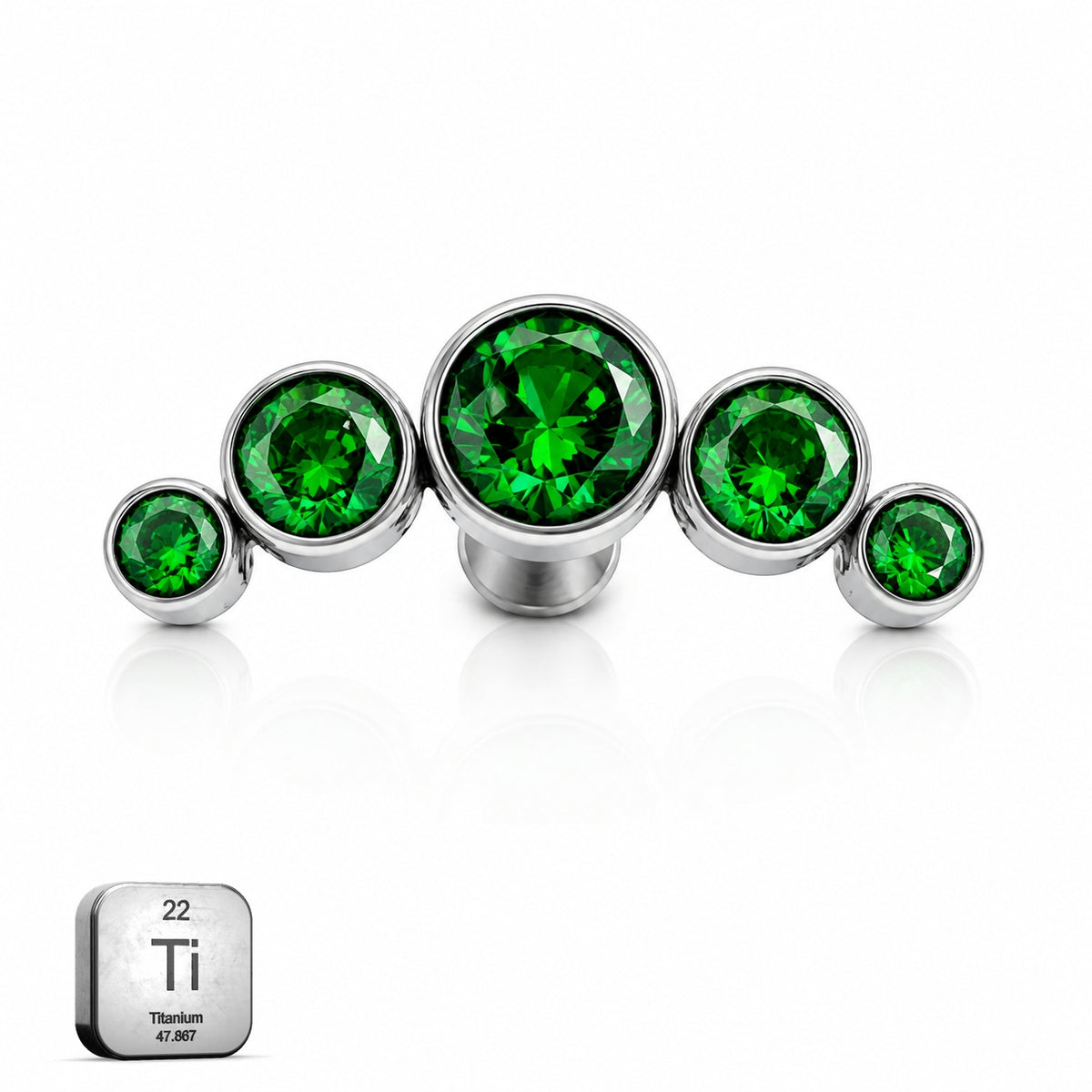Titanium Emerald Gradient Arc Stud