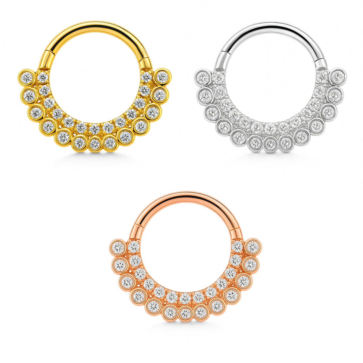 18K Gold Diamond-Set Hinged Ring with VVS Lab Diamonds