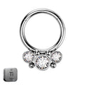 Natural Titanium 3 Round Crystal Daith &amp; Septum Piercing Hoop 16G 8MM
