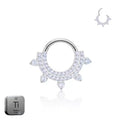 Natural Titanium Multi Crystal Daith &amp; Septum Piercing Hoop 16G 8MM