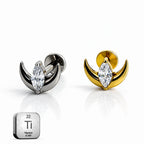 Titanium Crescent Moon Marquise Stone Flat Back