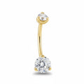 18K Gold Belly Curve with Double Round D Color Moissanite