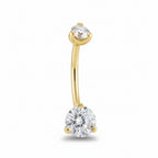 18K Gold Belly Curve with Double Round D Color Moissanite