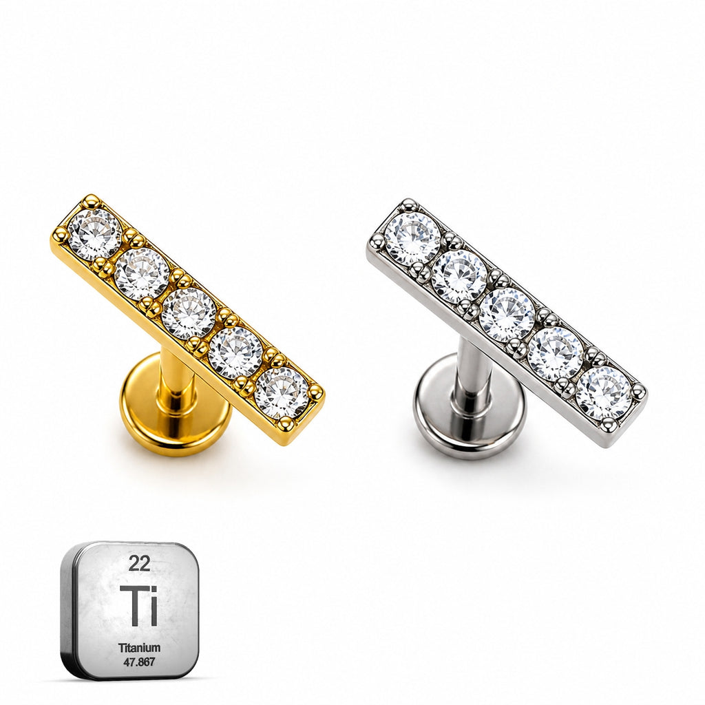 Crystal Bar Titanium Flat Back Stud