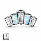 Titanium Opal & Emerald-Cut Crystal Fan Stud