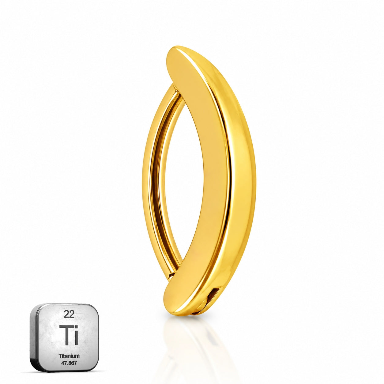 Titanium Click Lock Belly Piercing – Golden Smooth Curved Bar