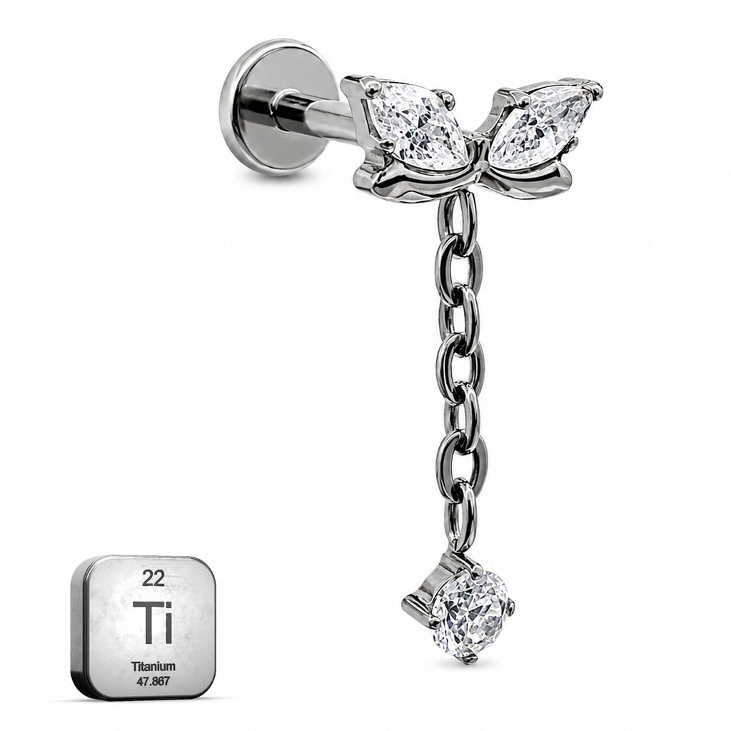 Titanium Butterfly Dangle Stud