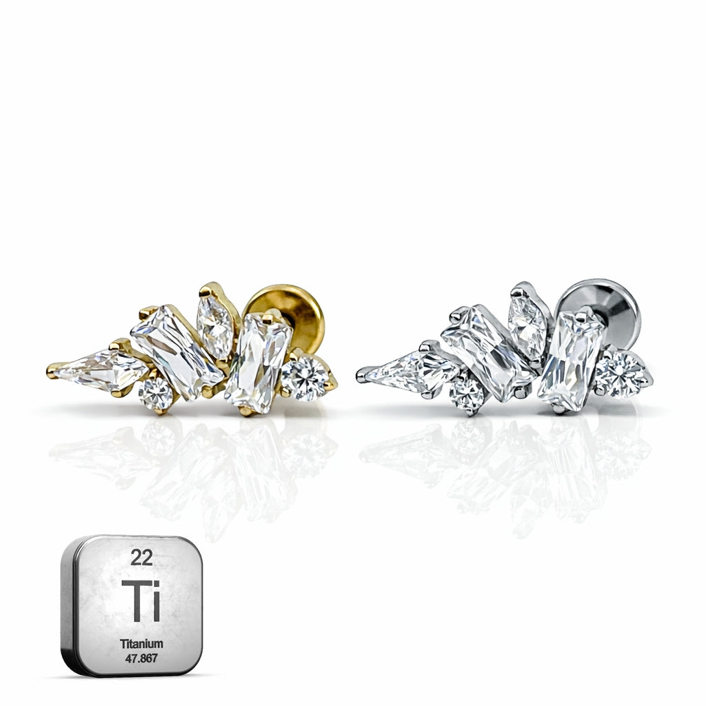 Titanium Baguette Cluster Flat Back Stud