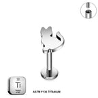 Titanium Internally Threaded Cat Shape Stud