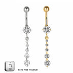 Titanium 14G (1.6MM) Externally Threaded Dangling Stones Belly Button Piercing 10MM
