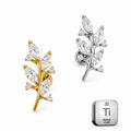 Titanium Leaf Vine Stud