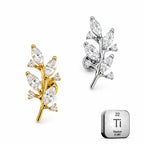 Titanium Leaf Vine Stud