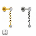 Titanium Solitaire Chain Dangle Stud
