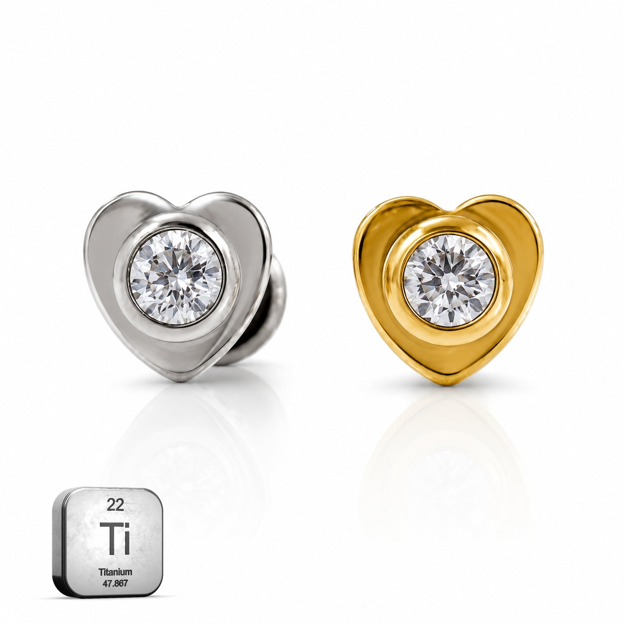 Titanium Heart Crystal Flat Back Stud