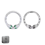 Natural Titanium Snake with Crystal Daith &amp; Septum Piercing Hoop 16G 10MM