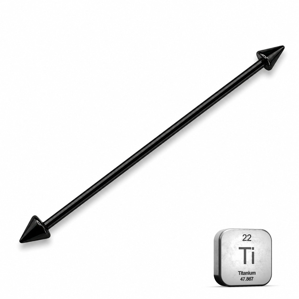 Black Titanium Industrial Piercing Bar – Spike Ends