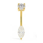 18K Gold Belly Curve with D Color Moissanite Stones