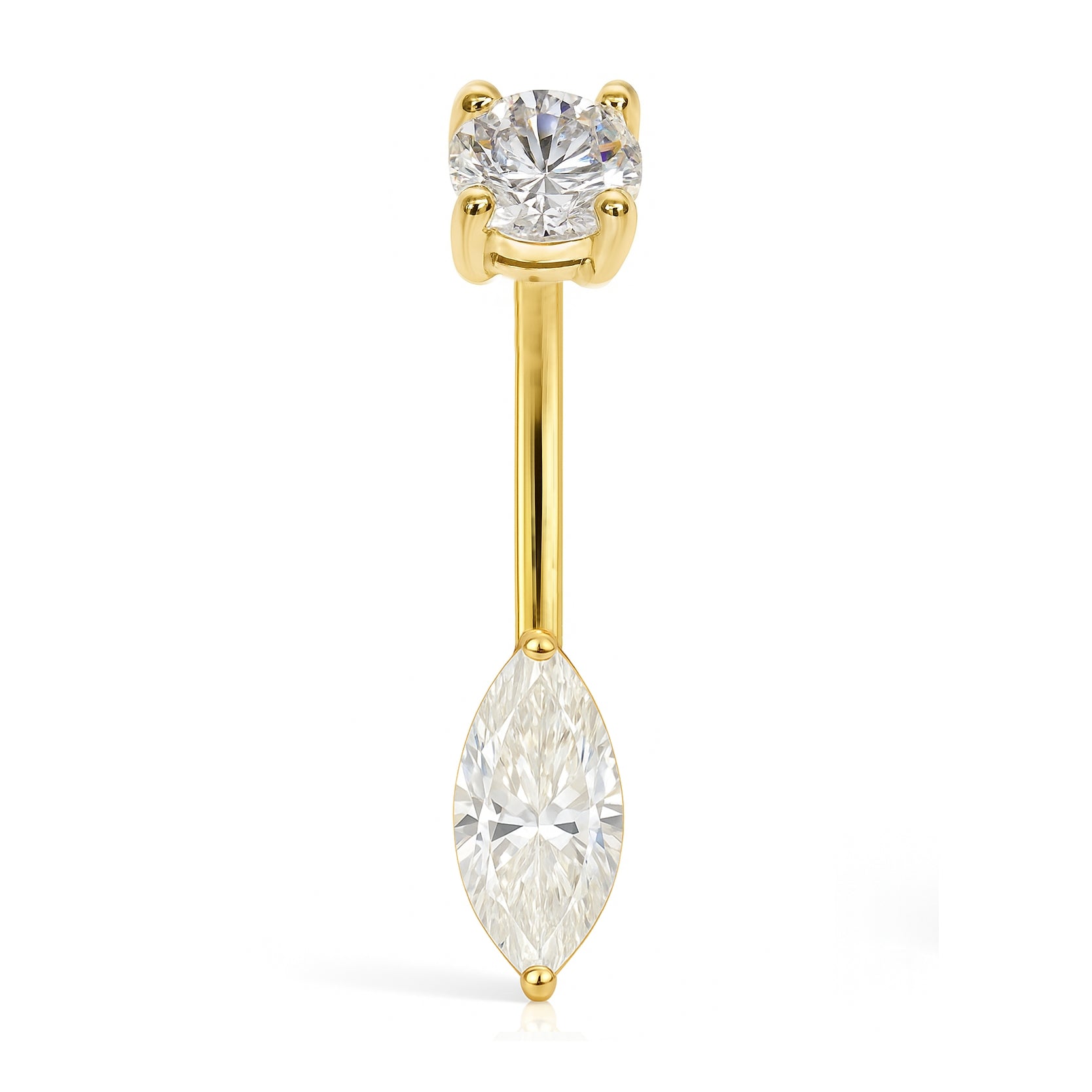 18K Gold Belly Curve with D Color Moissanite Stones