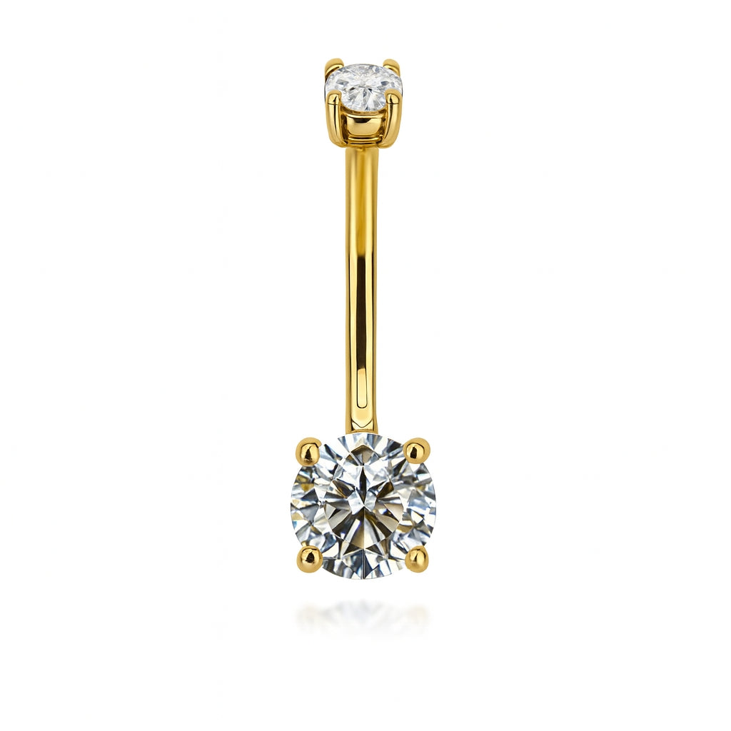 Elegant 18K Gold Belly Piercing with VS Diamonds