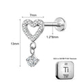 Lab_Dangling_03 ASTM F136 Titanium 16G (1.2mm) Internally Threaded Dangling Heart Piercing Jewelry