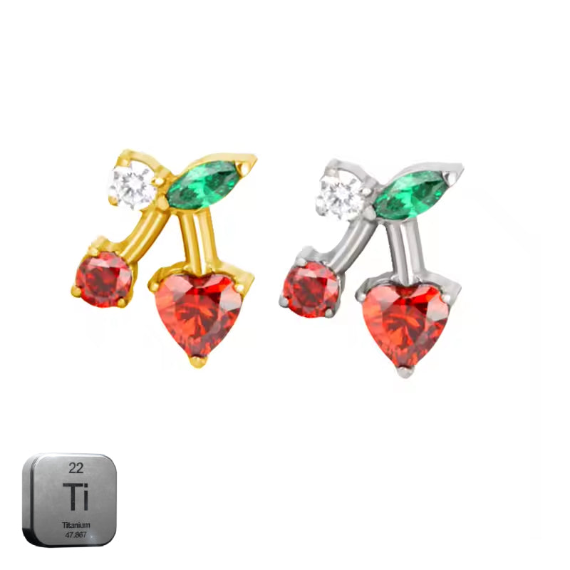 Titanium 16G (1.2MM) Internally Threaded Cherry Piercing Stud