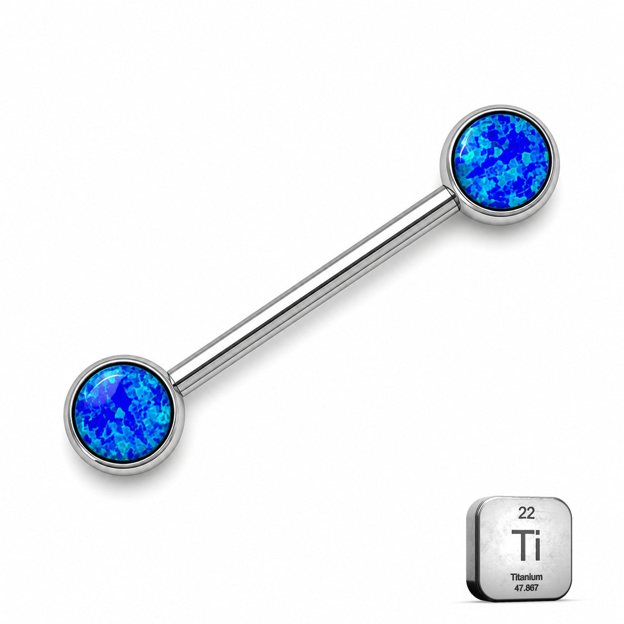 Titanium Blue Opal Nipple Piercing Barbell – Internally Threaded