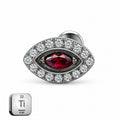 Ruby Red Evil Eye Titanium Flat Back Stud