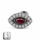 Ruby Red Evil Eye Titanium Flat Back Stud