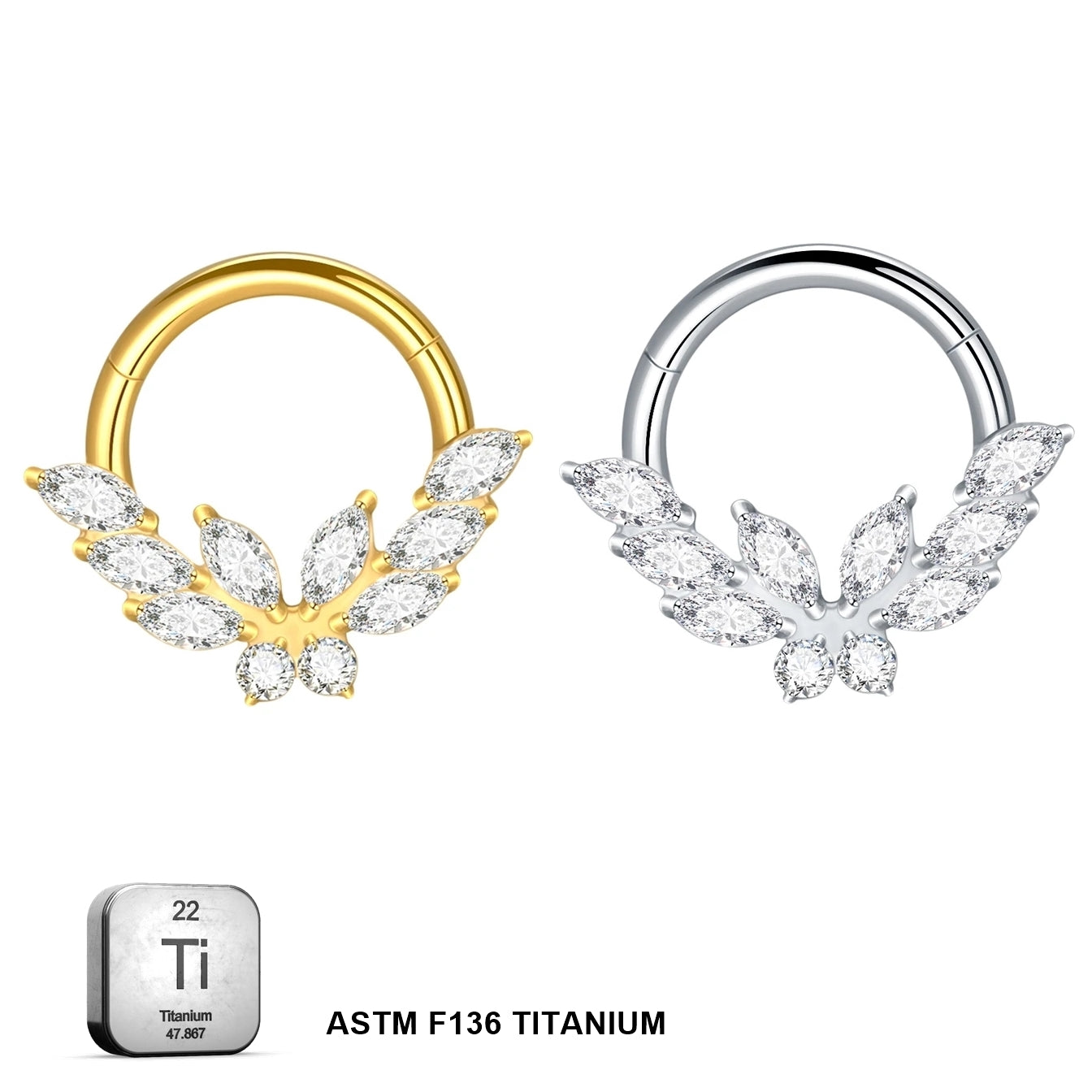Titanium Daith &amp; Septum Piercing Hoop 16G 8MM