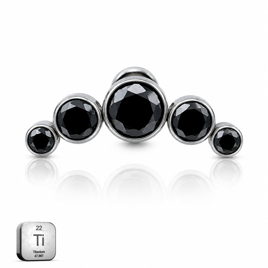 Titanium Midnight Black Crystal Arc Stud