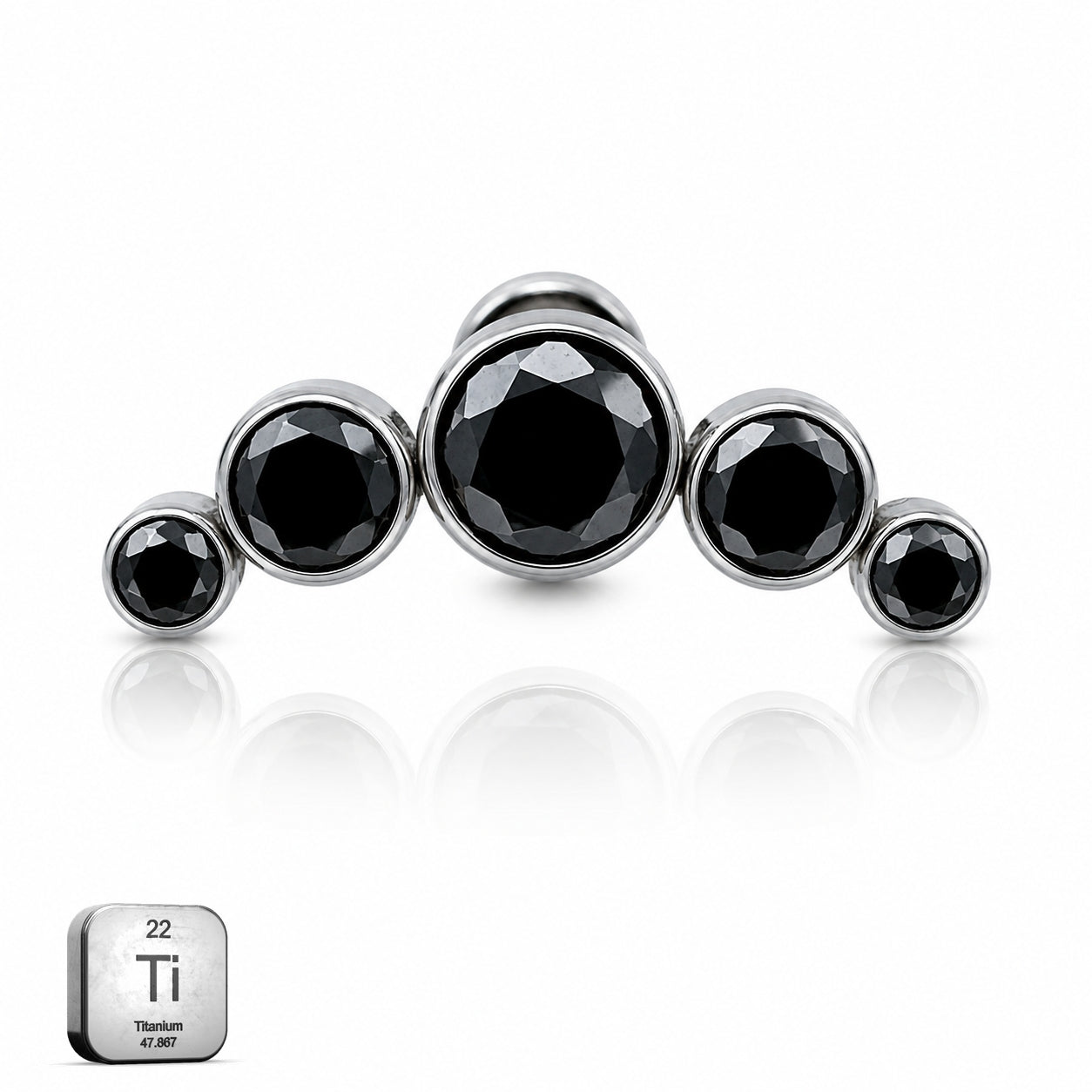 Titanium Midnight Black Crystal Arc Stud